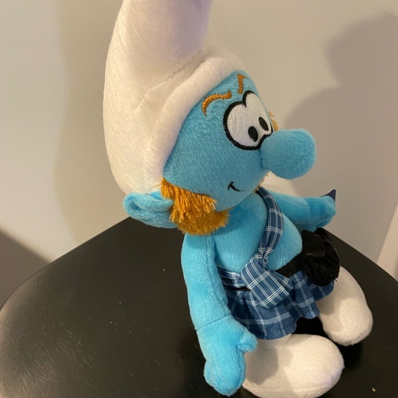 SMURFS GUTSY Smurf Irish Scottish plaid Blue Plush Kilt 17 inches - Picture 2 of 7